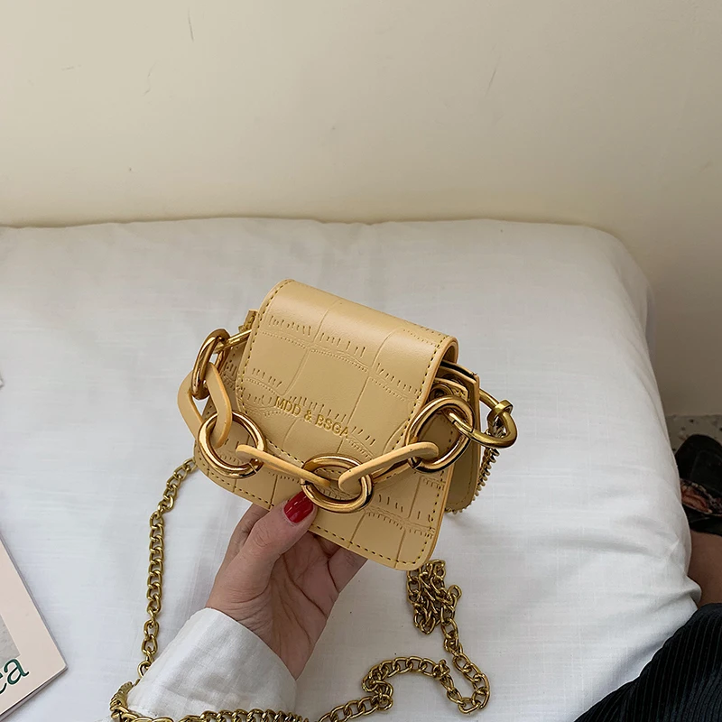 13 CM Yellow Элегантная женская мини-сумка новая качественная кожаная женская дизайнерская сумка с крокодиловым узором на цепочке сумка через плечо - Цвет: 13 CM Yellow