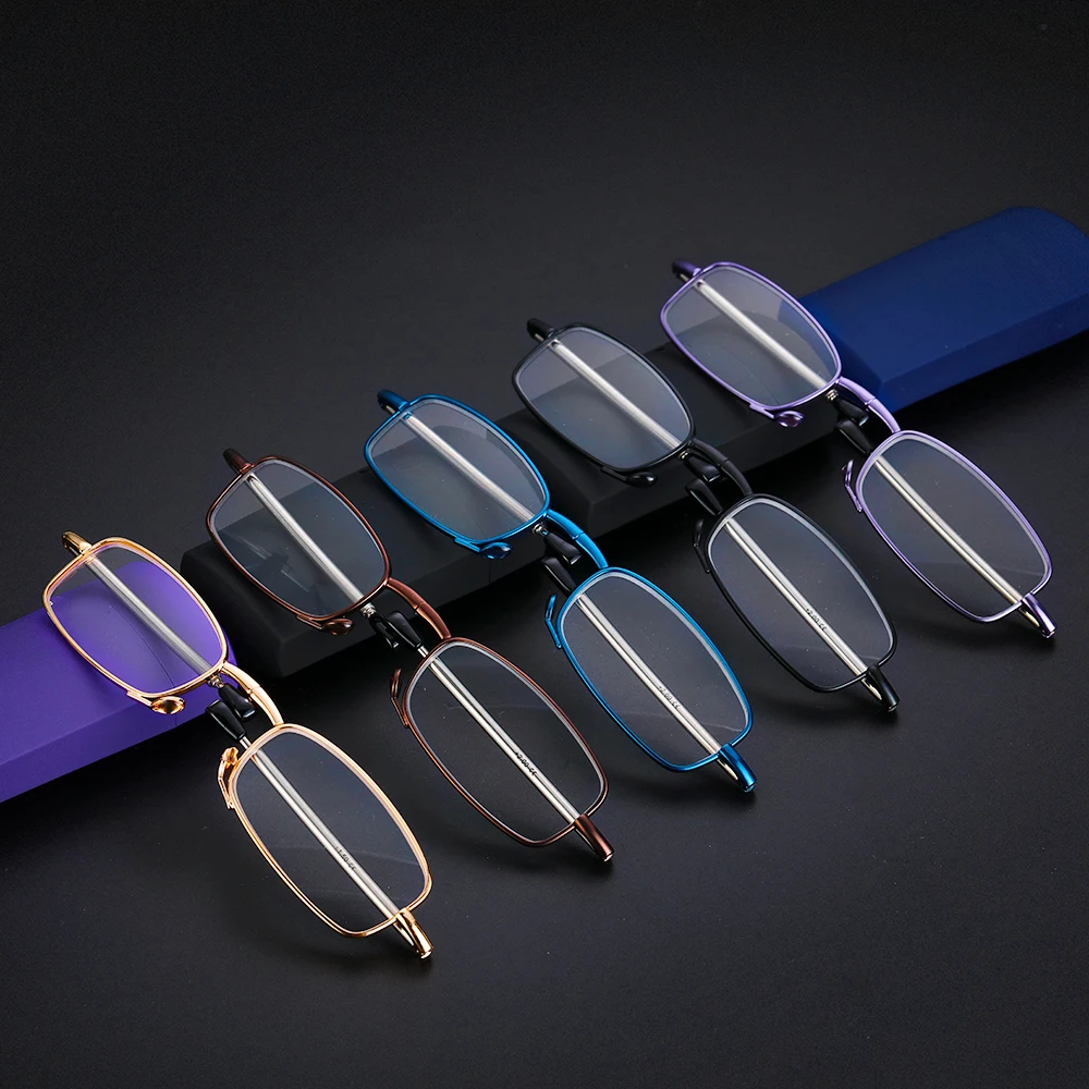 

Hot Fashion MINI Design Reading Glasses Men Women Folding Small Glasses Frame Black Metal Glasses With Original Box Portable