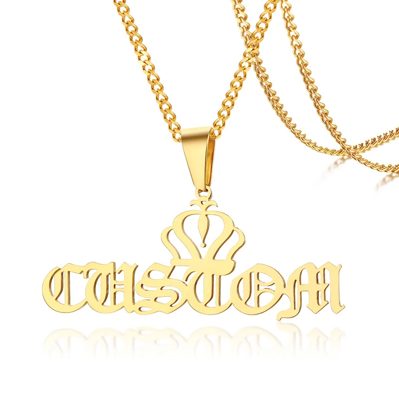 

Custom Name Crown Necklace Nameplate Necklace For Women Personalized Stainless Steel Gold Color Customized Princess BFF Jewelry