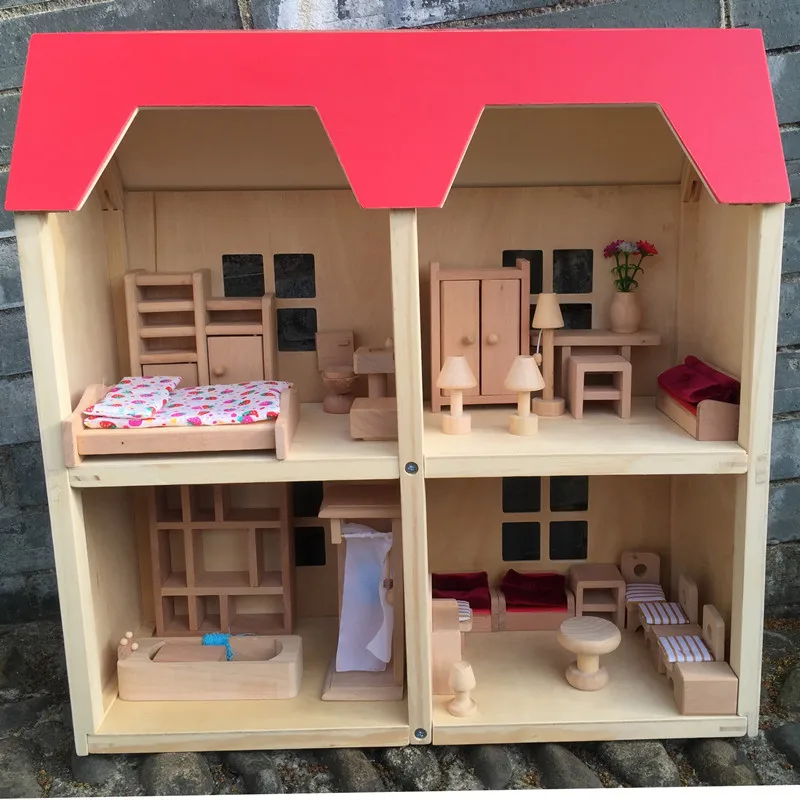 

Cute Handmade Dollhouse Castle DIY House Toy Miniature Dollhouse Birthday Gifts Educational Poppenhuis Toys For Children OO50WW