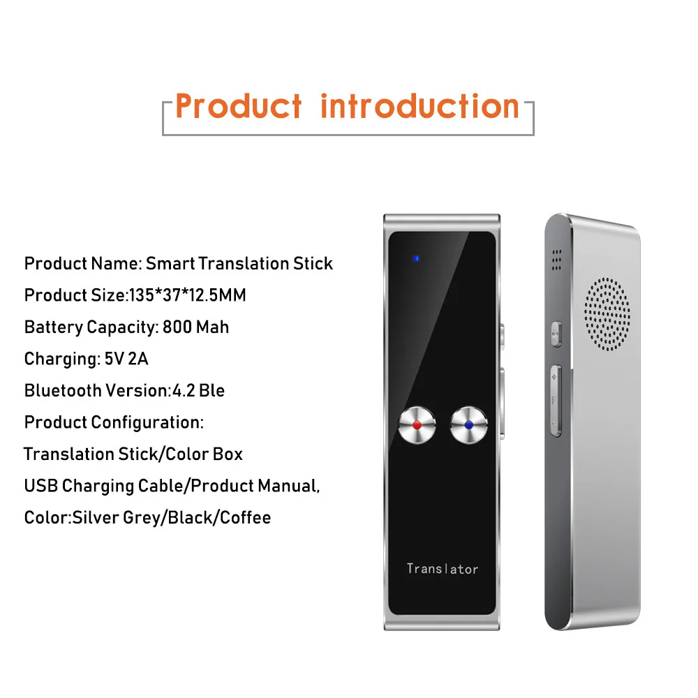 Interpad Hot T8 40 языков речевой интерактивный переводчик Мини Bluetooth умный голосовой переводчик для путешествий и бизнеса