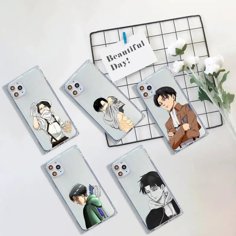 

anime Attack On Titan cartoon Phone Case For iPhone 7 8 11 12 X XS XR MINI Pro Max Plus Clear Square Transparent