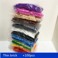 100pcslot building block thin bricks 8 size mixed 15 colors compatible with brands educational toys for children