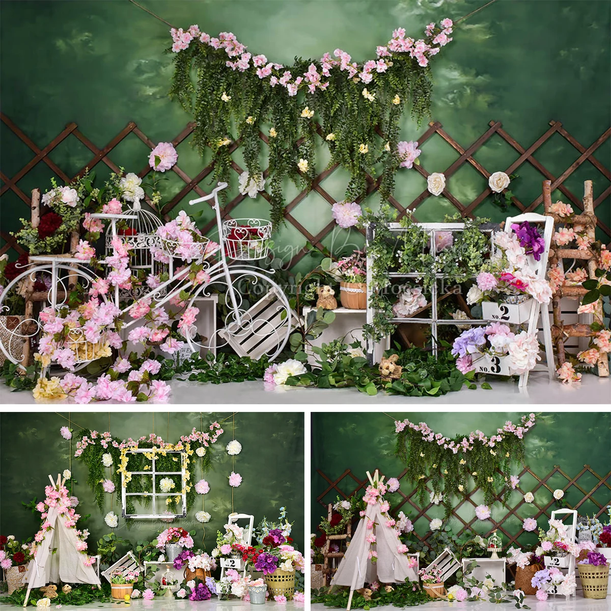 

Фон для детской фотосъемки «Сад»