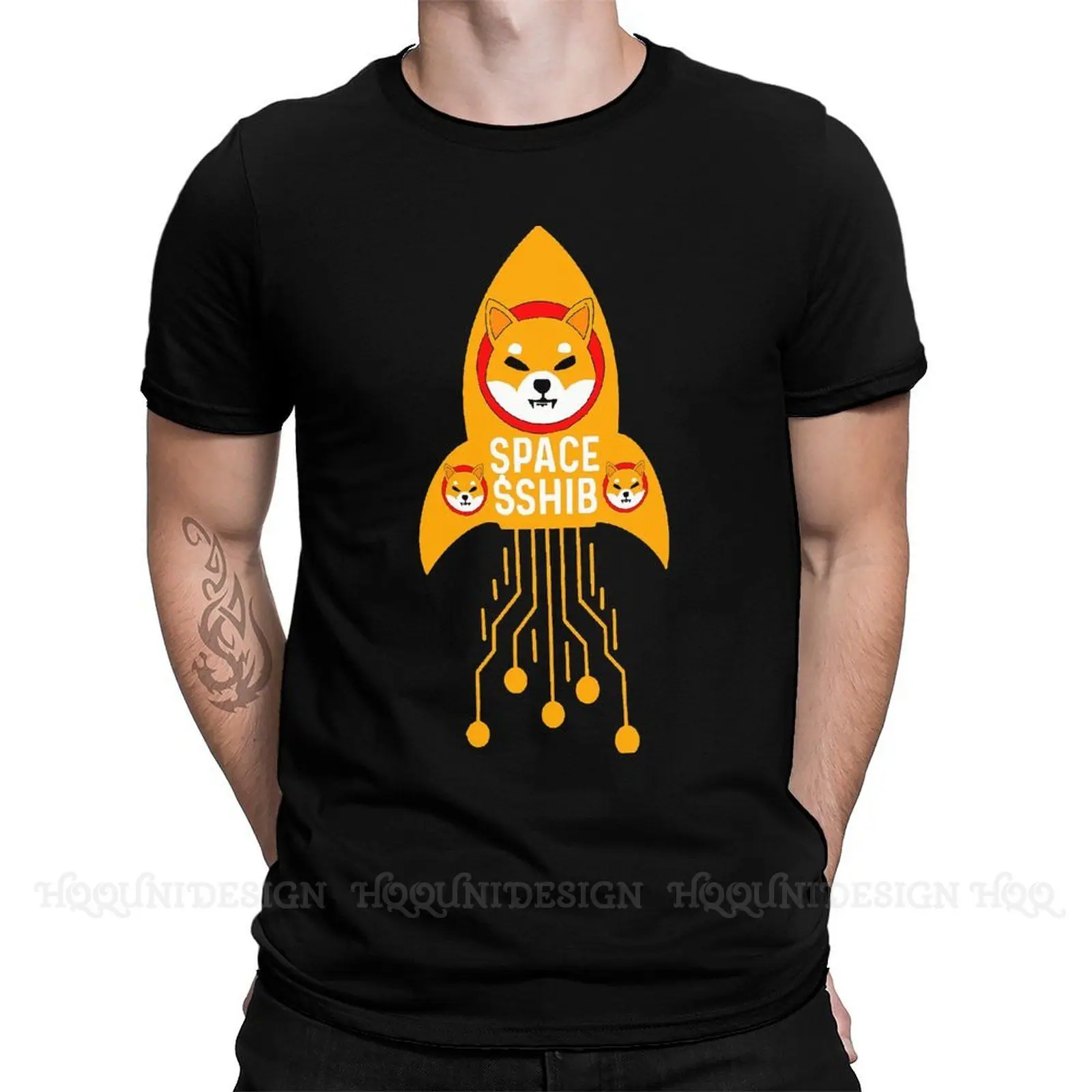 

Space Shib Print Cotton T-Shirt Camiseta Hombre Shiba Inu Shib Coin Men Fashion Streetwear Shirts Adult