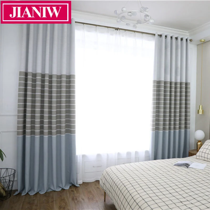Горизонтальные полосатые звукоизоляционные затемняющие шторы JIANIW занавески для