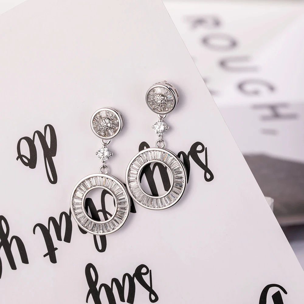 Роскошные круглые висячие серьги из серебра 925 пробы с трапециевидными