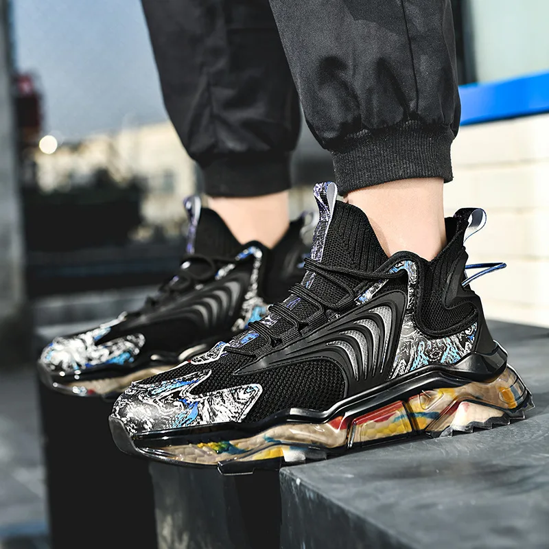 

2021 Summer All-match Large Size Men's Shoes Fashion Mesh Breathable Comfortable Casual Low-top Sneakers Platform