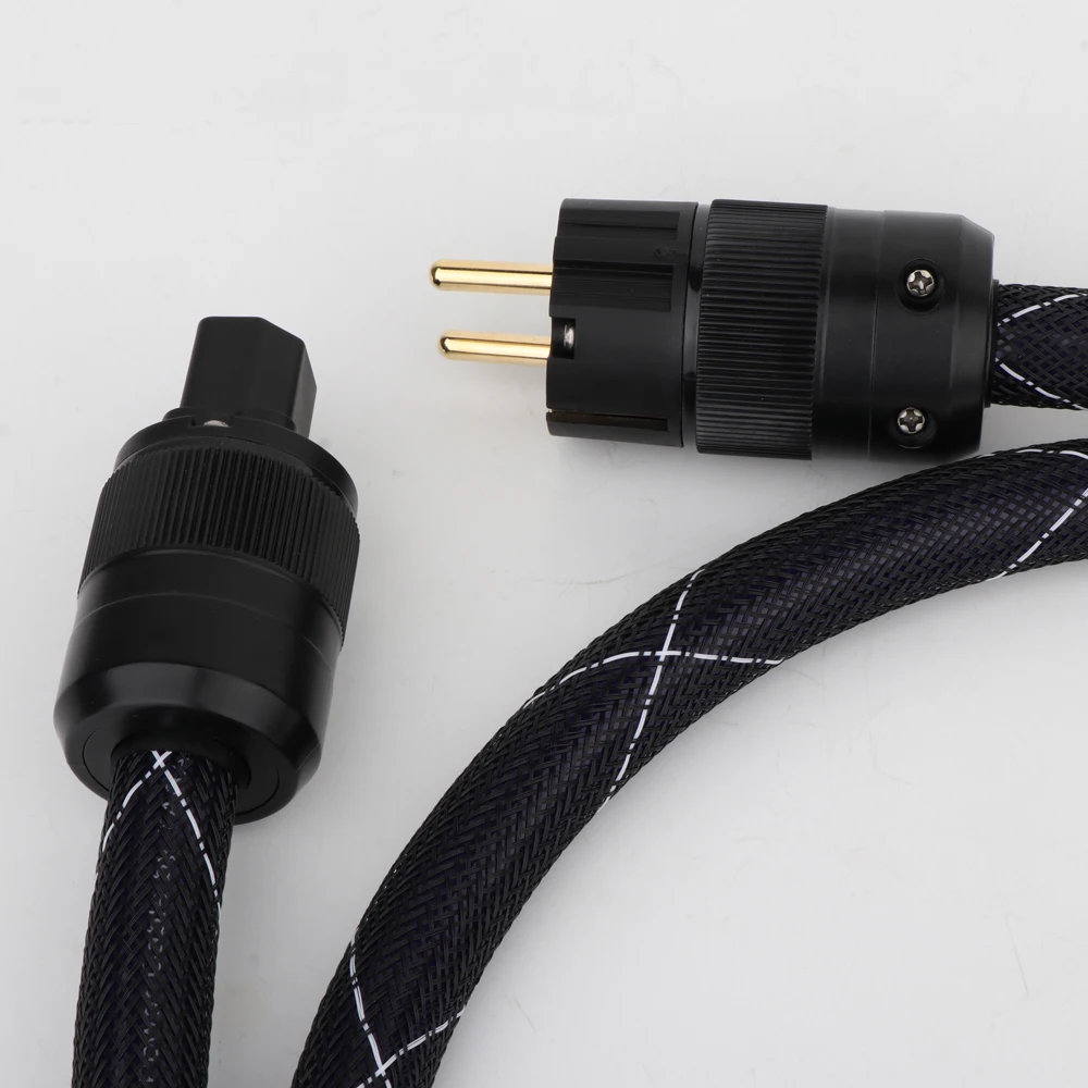 

Preffair High Quality 8N Pure Copper D516 AC Power Cable Hifi Audio US/EU Power Cord with Gold Plated Plug P078E IEC Connector