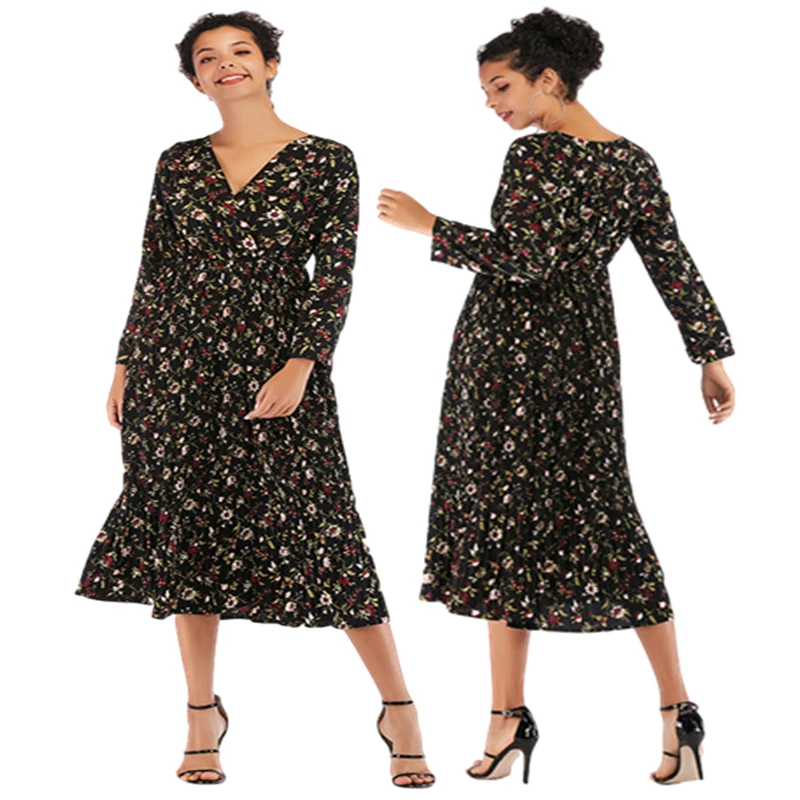 Приталенное шифоновое платье с V-образным вырезом и цветочным принтом | Женская