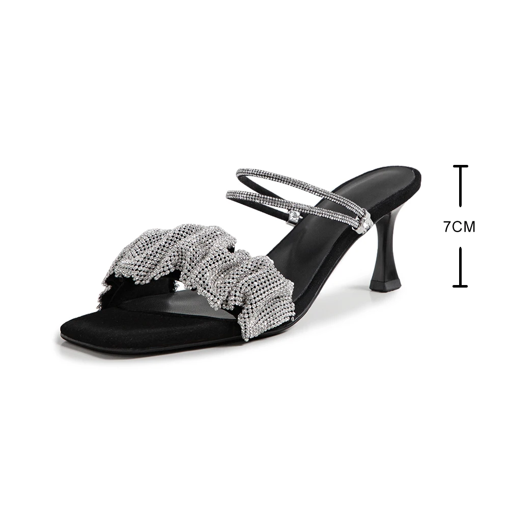 

Silver Bling Crystal Sexy Sandals Women Open toe Rhinestone Strap Cross high heel Slippers Dinner Dress Shoes Ladies Footwear 39