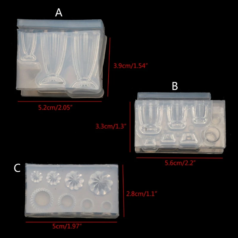 

DIY 3D Glass Bottle Resin Mold Goblet Cup Simulated Food Mini Cake Silicone Mold
