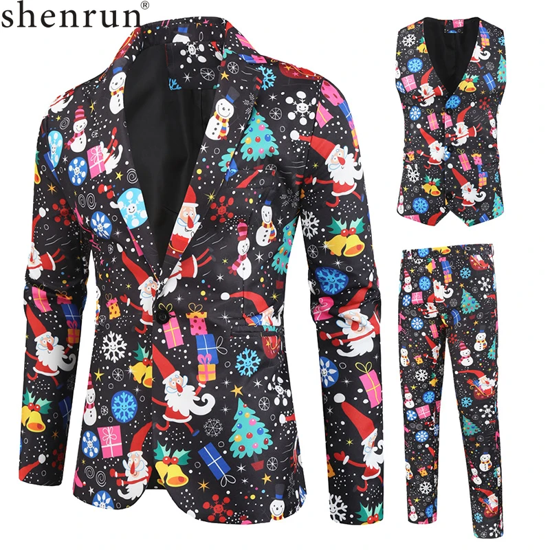 

Костюмы для танцоров Shenrun, для рождественской вечеринки, выпускного вечера, банкета, повседневные, новый модный костюм из 3 предметов с принт...