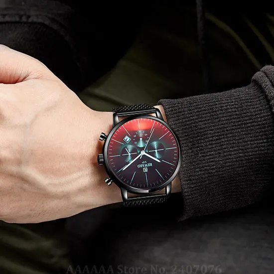 Красочные блестящие наручные часы Мужские черный бизнес хронограф мужские из