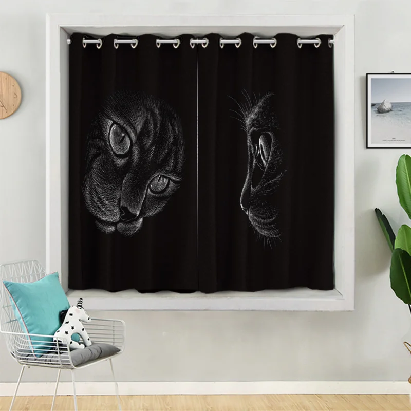 Короткие занавески с принтом короткие в скандинавском стиле для гостиной