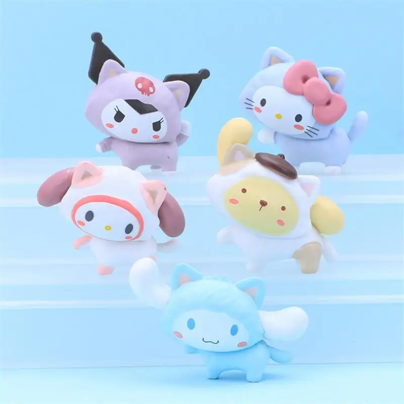 

5 шт./компл. Sanrio Baby Cinnamoroll кукла «сделай сам» Модель сцена искусственная аниме фигурка ПВХ игрушки для девочек подарок на день рождения