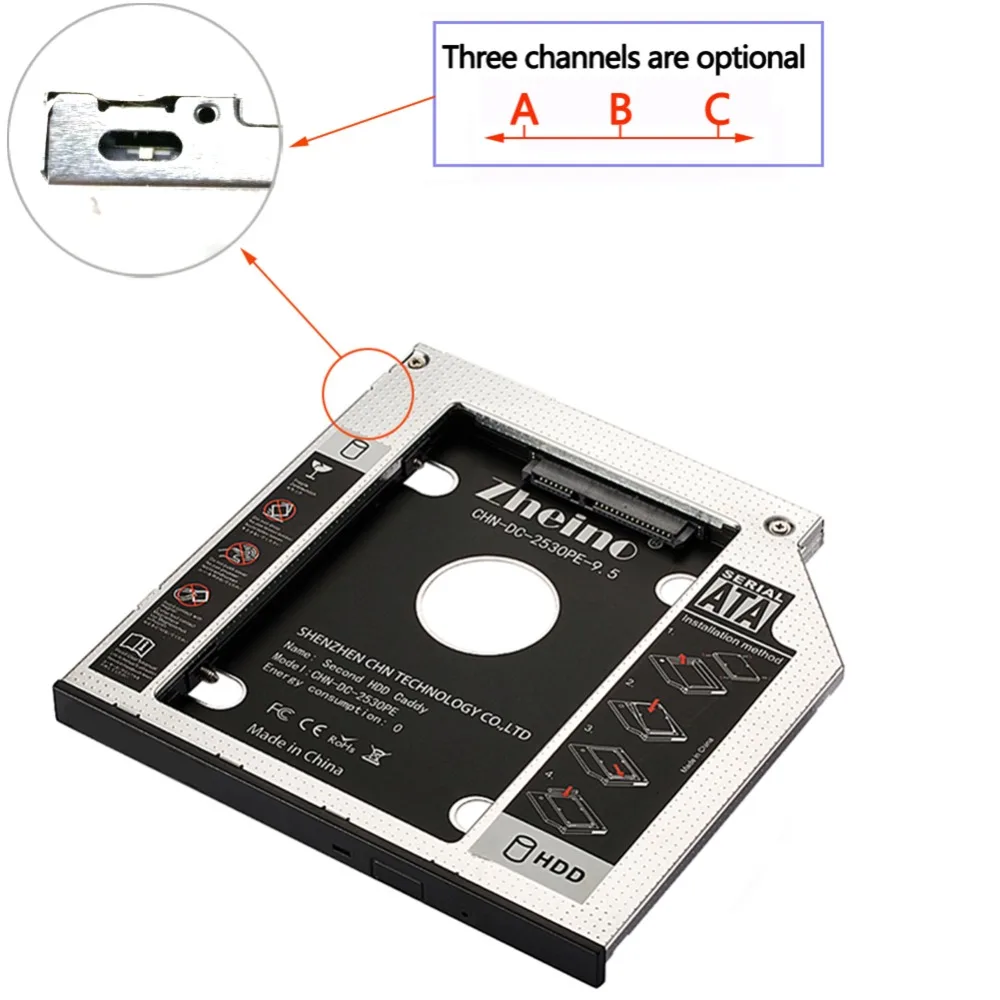 Zheino SATA3 внешний жесткий диск SSD с 9,5 мм Caddy 60 ГБ 120 ГБ 240 ГБ 360 ГБ 480 ГБ 960 ГБ 128 ГБ 256 512 1 ТБ 2nd рама адаптер компакт-дисков/DVD-ROM оптического волокна