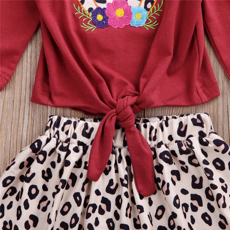 Комплект модной одежды из 2 предметов для маленьких девочек топы с длинными