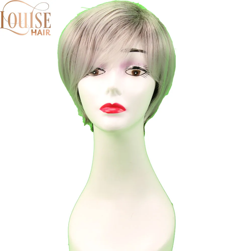 Парики из синтетических волос Луиза для женщин Короткие Серые Смешанные черные