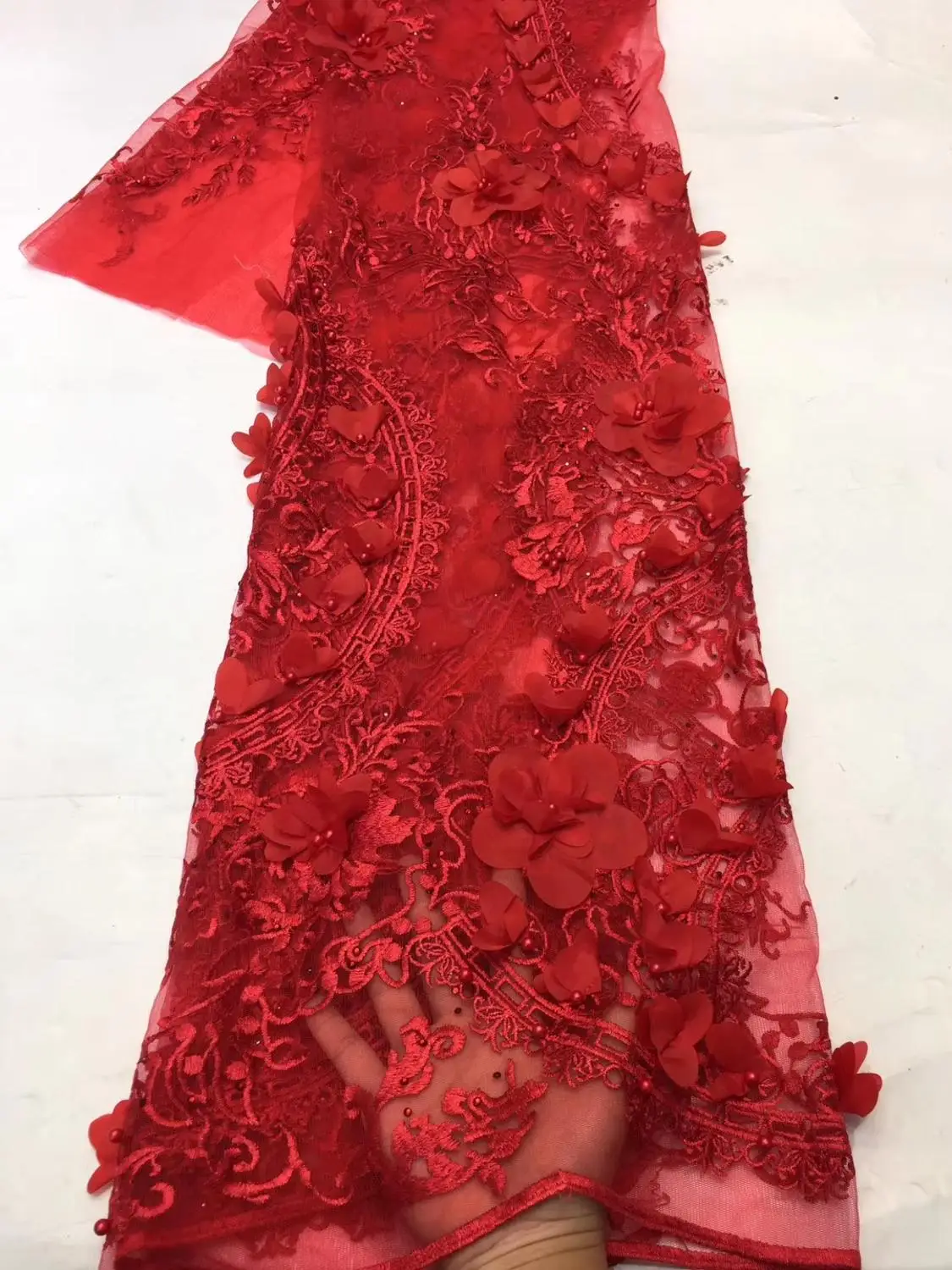 Африканская вышитая бисером 3D Тюль кружевная ткань 2019 африканская французская