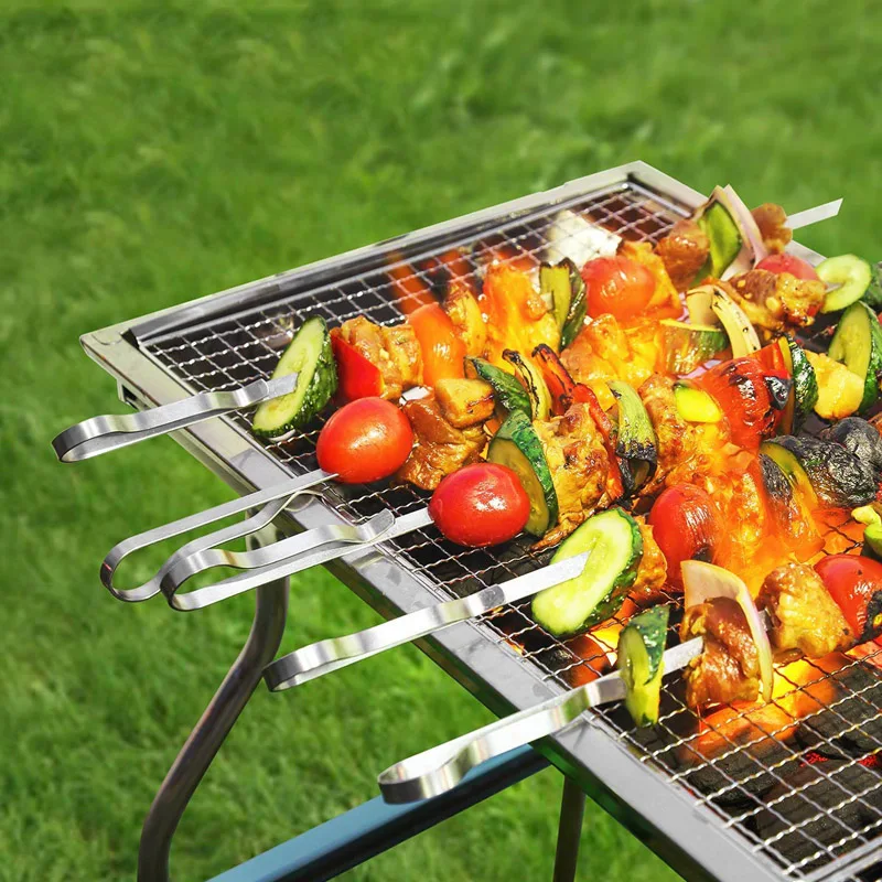 6-10 шт. длинные шампуры Shish Kebob из нержавеющей стали набор многоразовых гриль-вилка