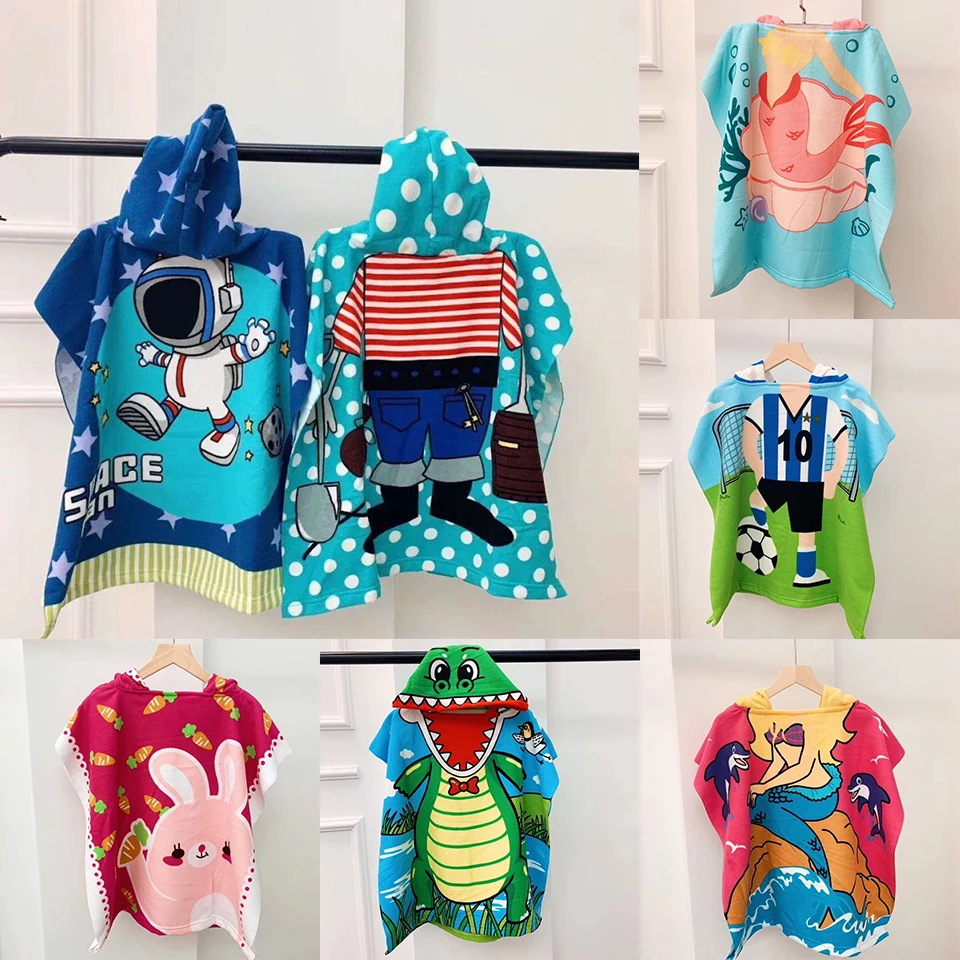 Полотенце пончо для детей банный халат из микрофибры детский купальный серфинга