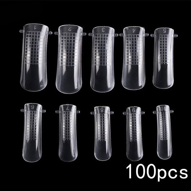 100pcs My-да 100 шт./компл. нейл-арта быстрое строительство поли гель для французского прозрачные накладные советы полное покрытие расширение формы инструменты для маникюра - Цвет: 100pcs