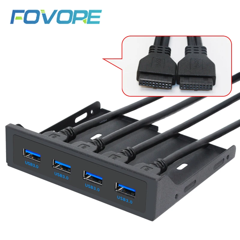 19+1 20Pin 4 Port USB 3.0 HUB Front Panel Combo Bracket Hub Adapter for PC Desktop 3.5&quot FDD Floppy Disk Drive Bay - купить по