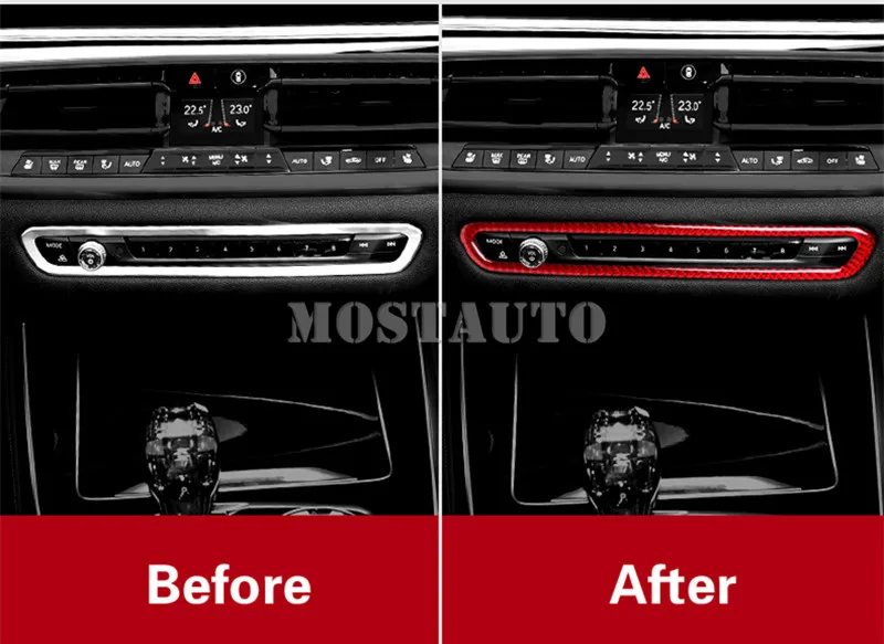 

For BMW X5 G05 Carbon Fiber Center Console Control Button Frame Trim Cover 2020 1pcs Black/Red Car Accessories Interior Car Trim