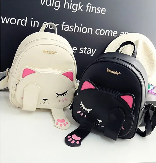 Милый кот рюкзак школьный женский из искусственной кожи рюкзаки для