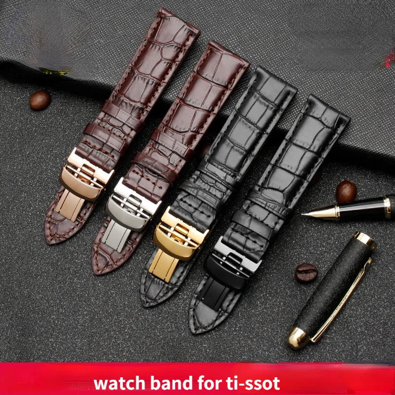 Genuine leather watch band replacement for tissot 1853 Le Lok T17T41T461 cowhide male Junya T063 Carson 19 20MM