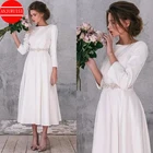 Женское атласное платье It's yiiya, белое короткое платье с длинным рукавом и поясом, расшитое бисером, на лето 2022