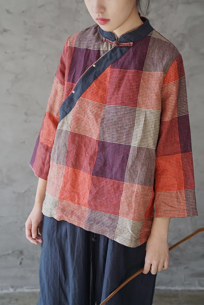 Оригинальный Вертикальный Воротник Guofeng наклонный отворот цветная тканая