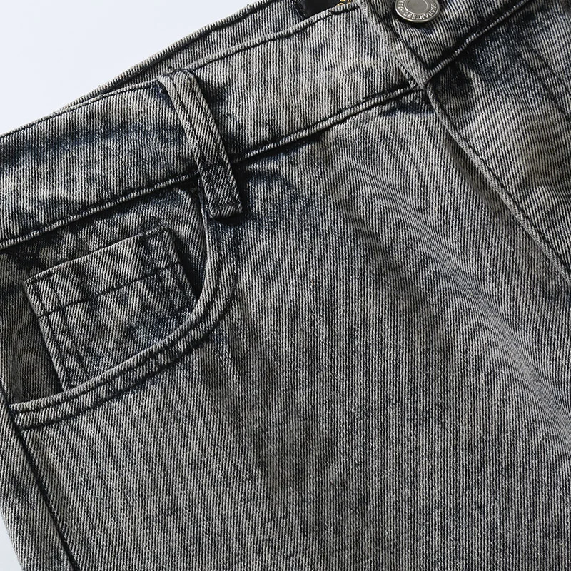 

Harajuku English letters and graphics loose jeans men's blue retro punk Street Gothic pants hip hop fashion graphic casual