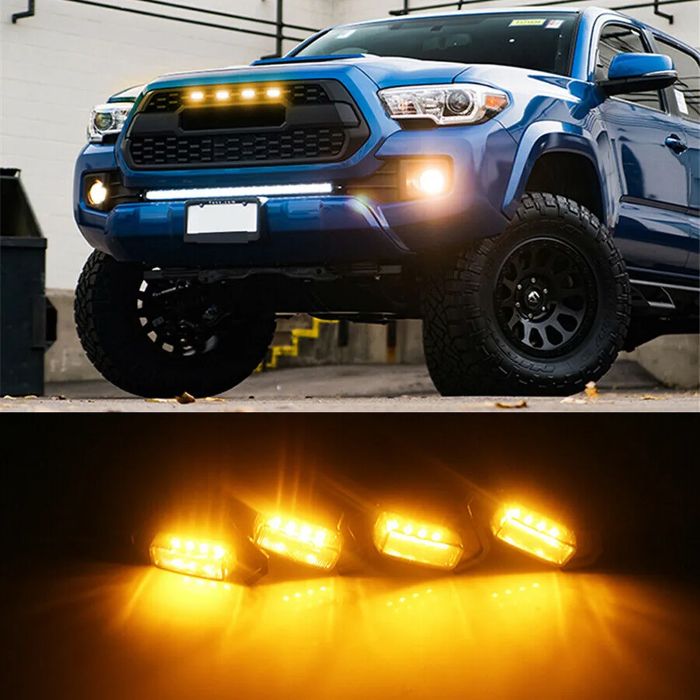 

Детали для решетки радиатора для Toyota Tacoma 2016-2021 TRD Pro, светодиодная решетка с янтарными линзами, комплект оссветильник приборов с жгутом кабел...