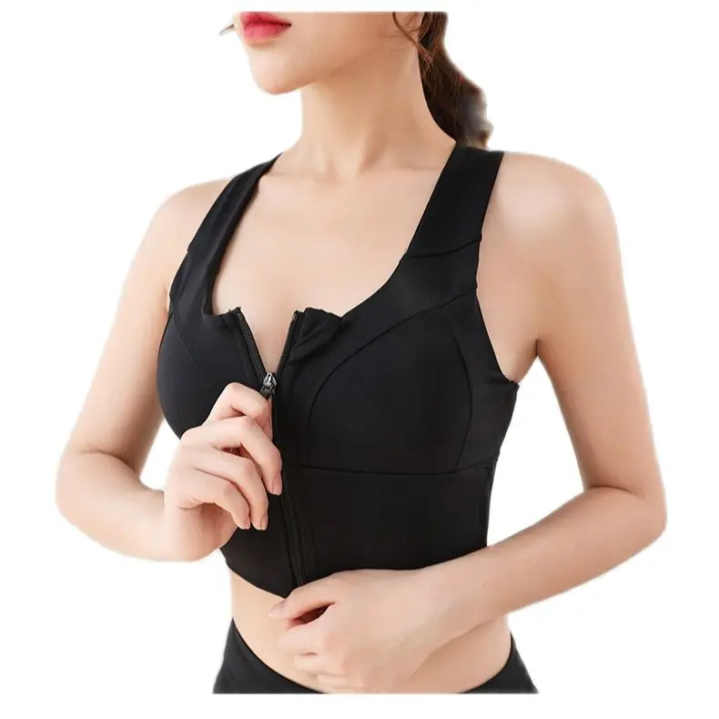 

Women sports lingerie wrap leisure vest back cross sexy slim bra women's fitness underwear Yoga vest top Front zipper underwear
