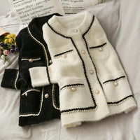 2021 new autumn and winter korean fashion womens cardigan faux mink loose sweater cardigan short thick warm top coat