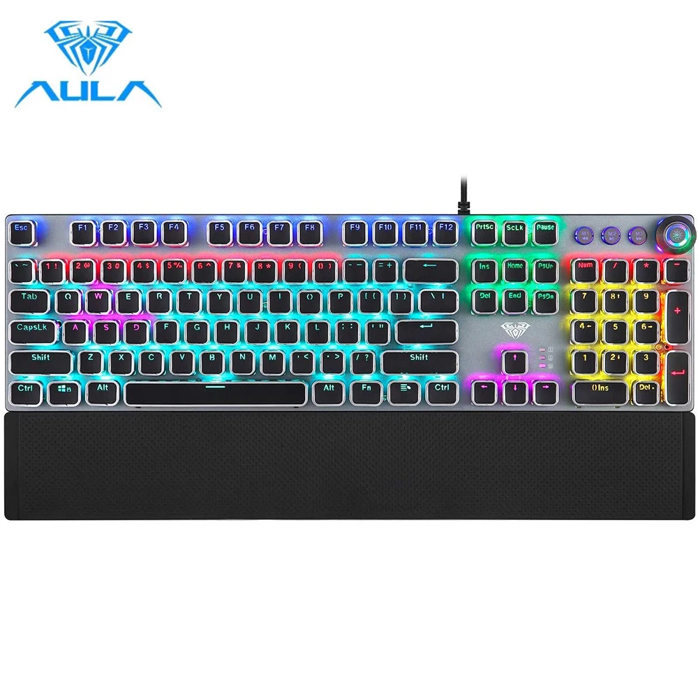 

AULA Russian Mechanical Gaming Keyboard 104 Keys Blue Red Black Brown Switch Wired LED Backlit Anti-Ghosting Multimedia buttons