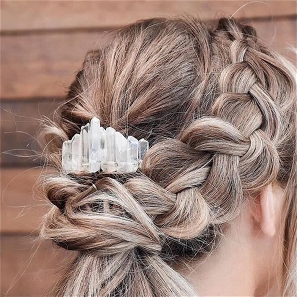 Изысканная Корона Стрекозы с кварцевым кристаллом ауры Натуральный