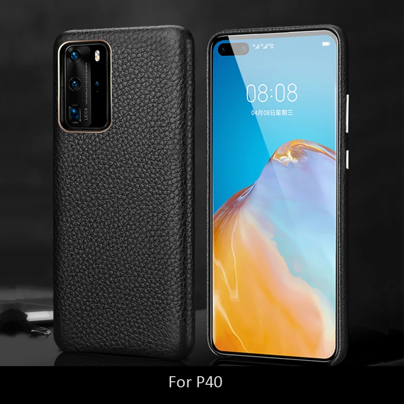 Luxury Genuine Real Cow Leather Back Shell Case For Huawei P40 Pro Pro+ Plus Deluxe Frosted Protector Cover | Мобильные телефоны и