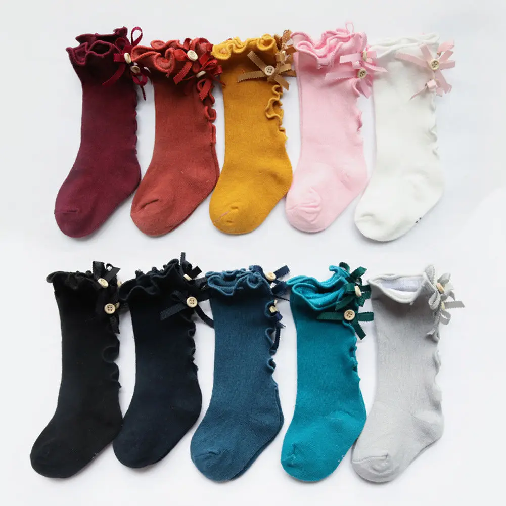 

Pudcoco Baby Girls Kids Spanish Romany Knee High tights Bowknot Party School Stockings Anti Slip kids leg warmers 0-3Y