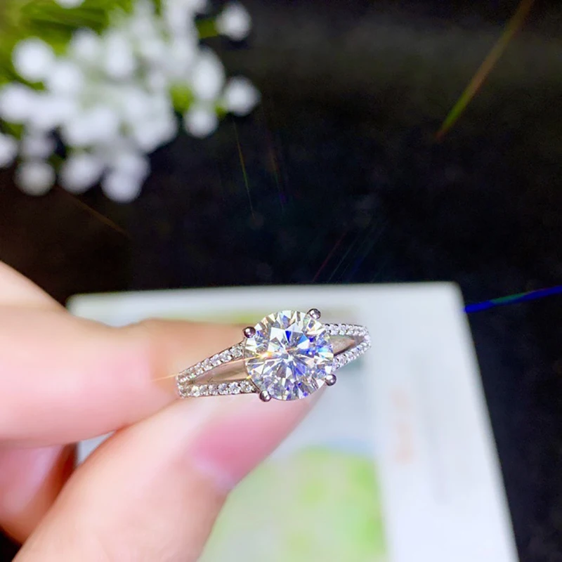 BOEYCJR 925 серебро 0 5/1ct/2ct F цвет Moissanite VVS обручальное свадебное кольцо с бриллиантом