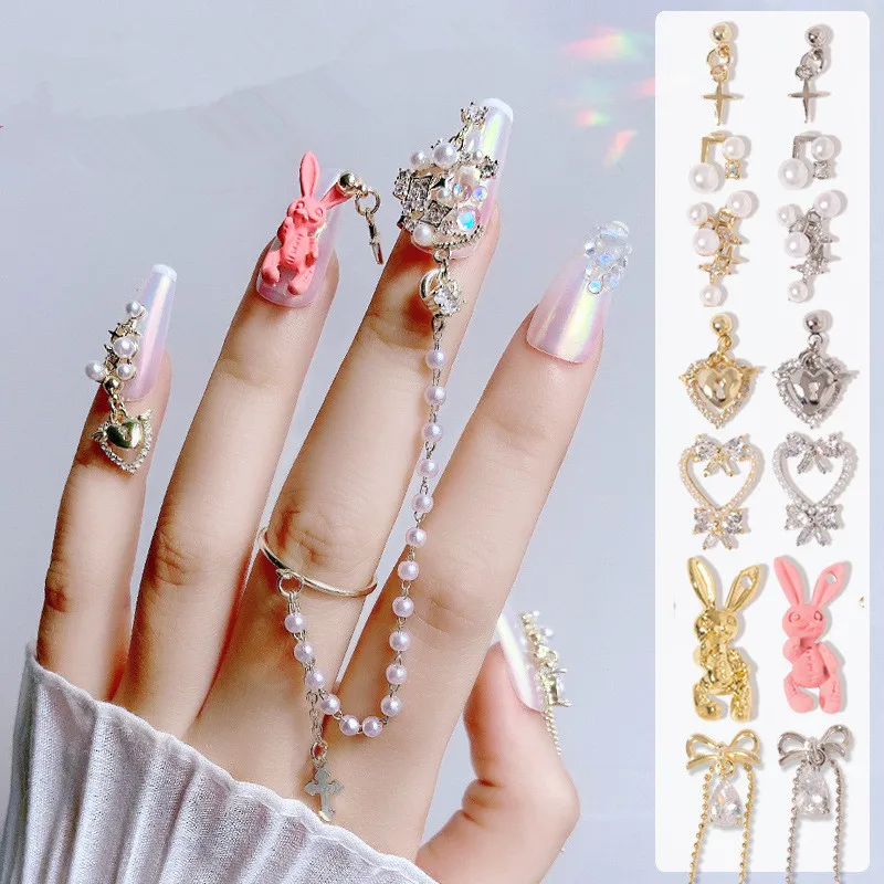 

1Pc Nail Art Rhinestone Gems 3D Cartoon Rabbit Nail Jewelry Piercing Ornaments DIY Fashion Manicure Accessories