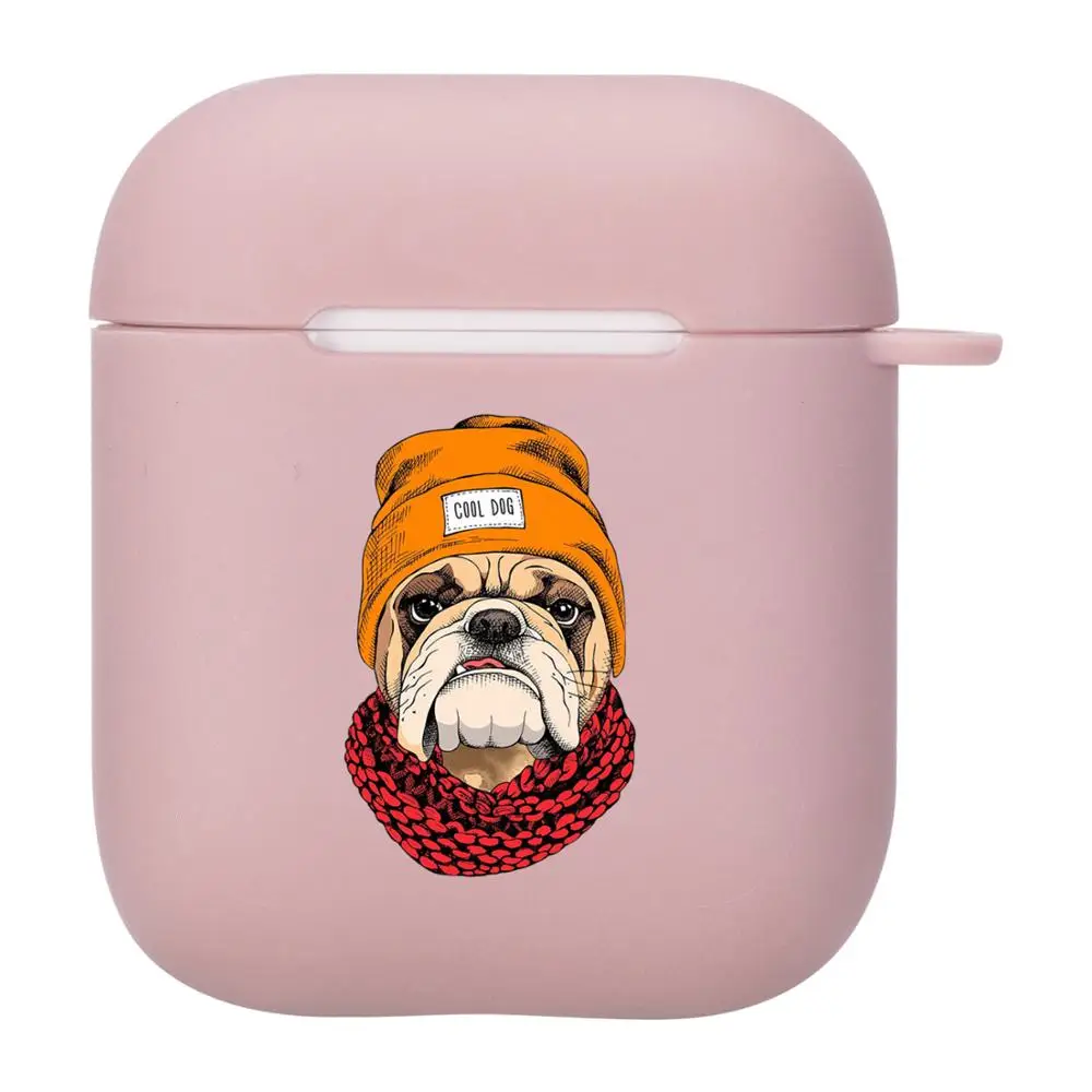 

Soft Silicone Cute Air Pods Case For Apple airpods Case Cartoon Bulldog For Airpods 2 Cases Earphone Accessories With Keychain