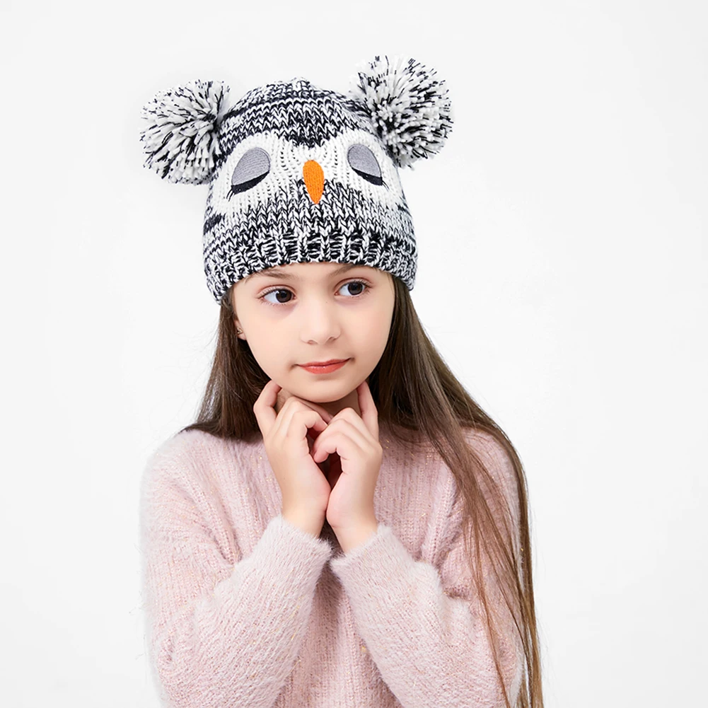 

Cartoon owl baby Children hats Autumn Winter Casual boys girls Warm Soft Wrap Knitted caps Lovely Gifts for 2-8Y kids dropship