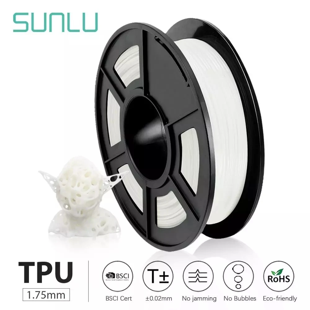 

SUNLU TPU 3D Printer Filament Flexible Filament 1.75 mm 0.5kg /Roll 95A Shore Hardness Good For Printing Child Shoes And Toys
