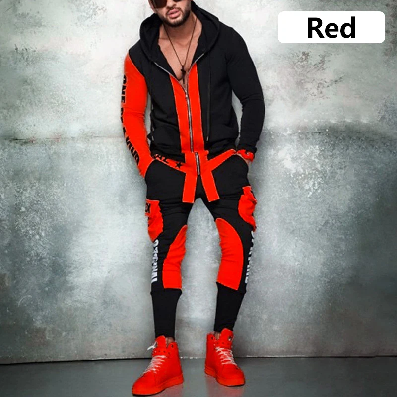 Men's Hip Hop Sports Hoodies Pants Suit Spring Running Tracksuit Fashion Casual Zipper Sweatshirts Set Punk Rock Streetwear | Мужская