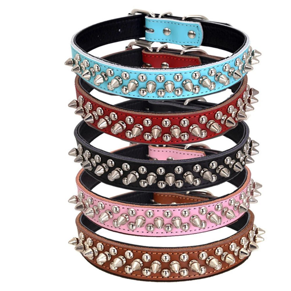 

Spiked Studded Small Large Cat Collar Rivet Accessory Hond Neck Strap For Kitten Necklace Leather PU Pitbull BullCat Pet
