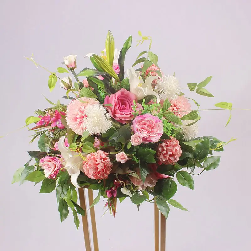 deep pink 2 шт/партия Искусственные Шелковые дорожные цветы рамкодержатель центральный искусственные цветы для свадьбы декоративный фотографический фон - Цвет: deep pink