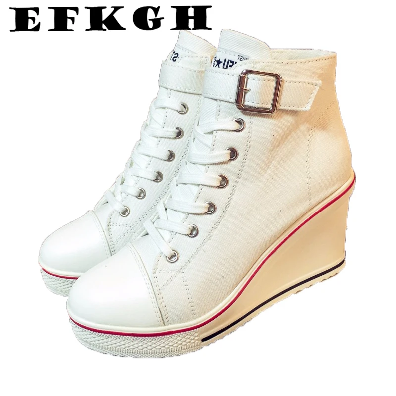 Женские парусиновые сапоги на танкетке повседневная обувь высокой с молнией